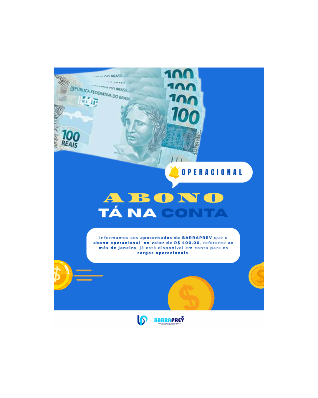 Pagamento do ABONO OPERACIONAL – Janeiro 2026